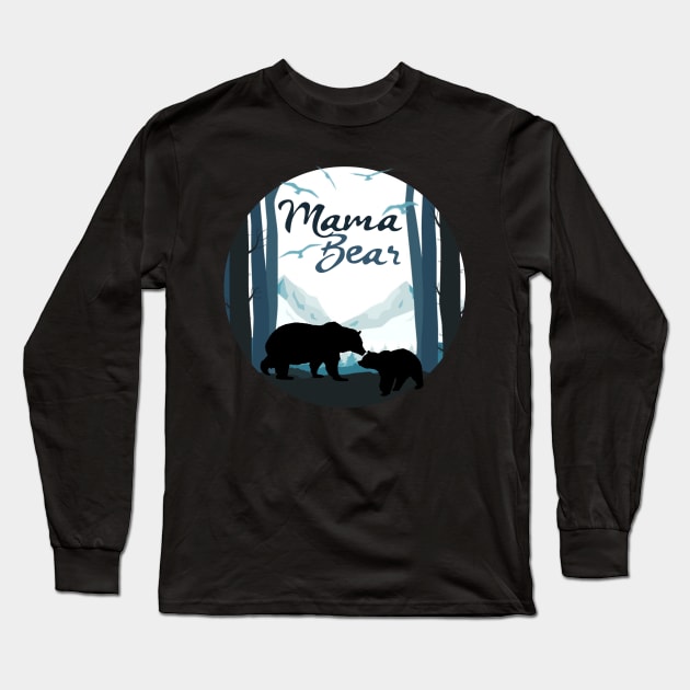 Mama Bear with Baby Cub in the Mountains Long Sleeve T-Shirt by treszurechest